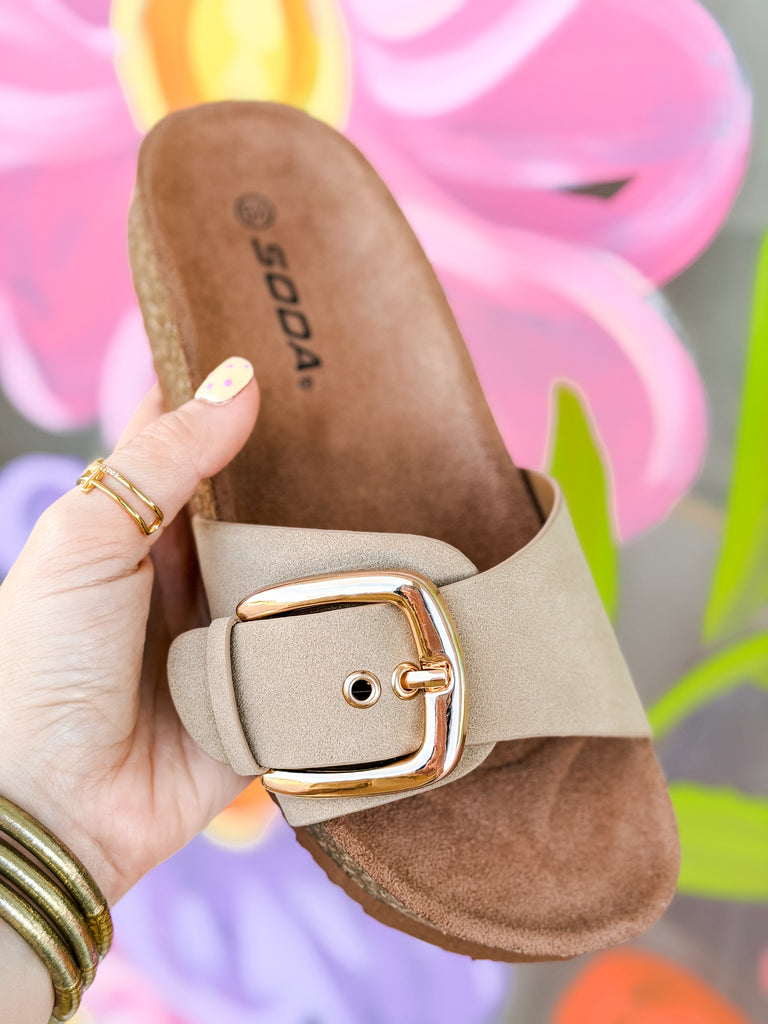 Soda Lizzy Buckle Strap Slide Sandal