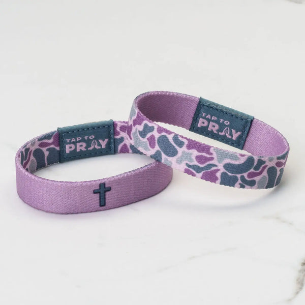 Tap To Pray Lilac River Rock Camo Wristband