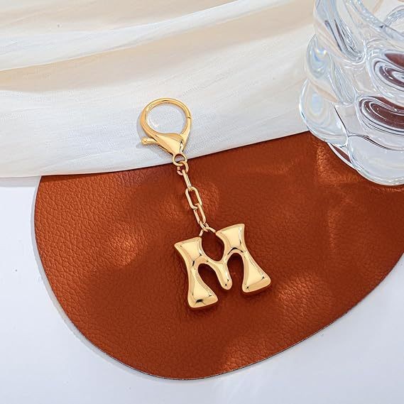 Bubble Letter Monogram Bag Charm Key Chain