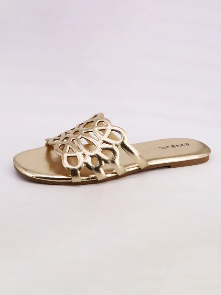 Bamboo Smile Cutout Slide Sandal