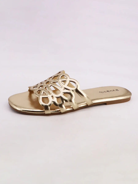 Bamboo Smile Cutout Slide Sandal