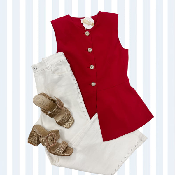 Structured Shoulder Sleeveless Vest Top
