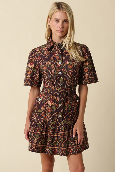 Belen Paisley Belted Mini Dress