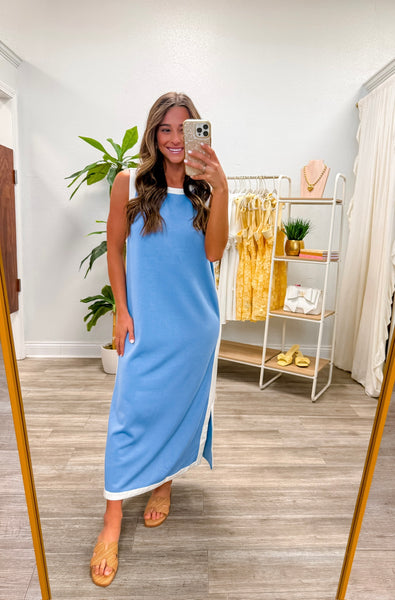 Solid Sleeveless Midi Dress