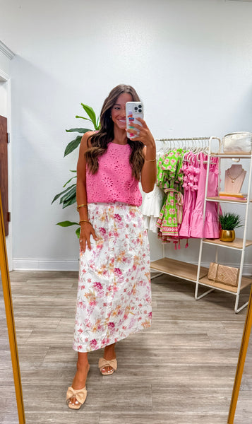 Floral Eyelet Lace Sleeveless Top