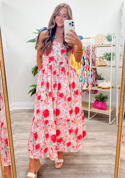 Floral Print Pullover Midi Dress
