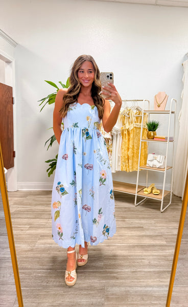 Floral Print Sleeveless Midi Dress