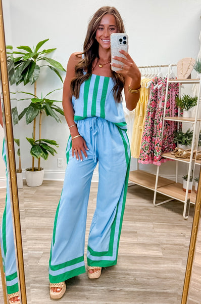 Abstract Border Top & Pants Set