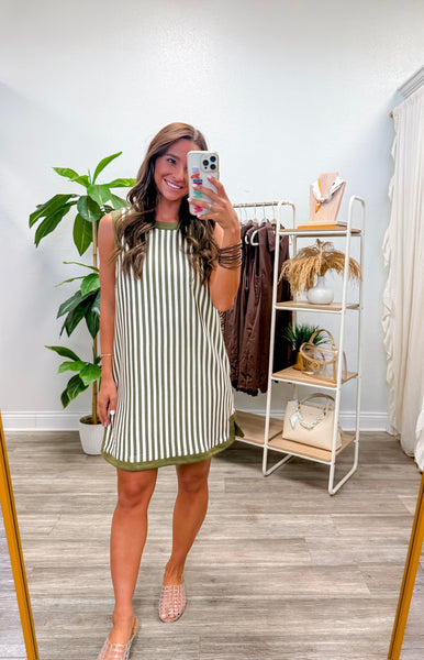 Stripe Sleeveless Mini Dress