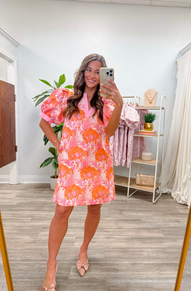 Floral Jacquard Shift Dress
