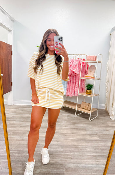 Oversized Stripe Tee & Skort Set