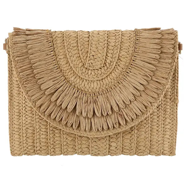 Cross Body Straw Clutch Bag