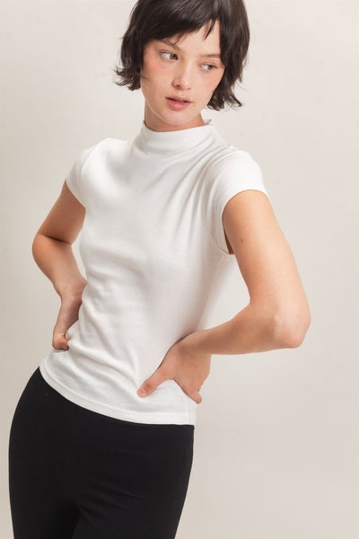 Mock Neck Cap Sleeve Top