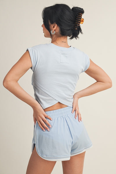 Slub Crossover Cropped Top