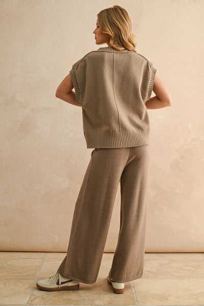 V-Neck Sleeveless Knit Sweater Pullover