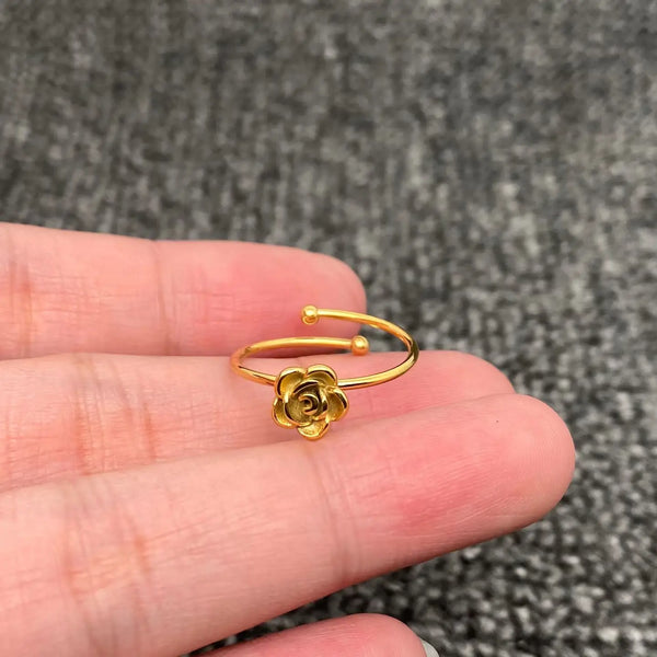 18K Gold Plated S.Steel Small Flower Adjustable Ring