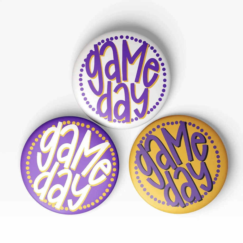 Purple & Gold Dots Tailgate Game Day Pin