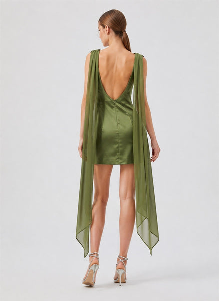Draped Cowl Neckline Mini Dress