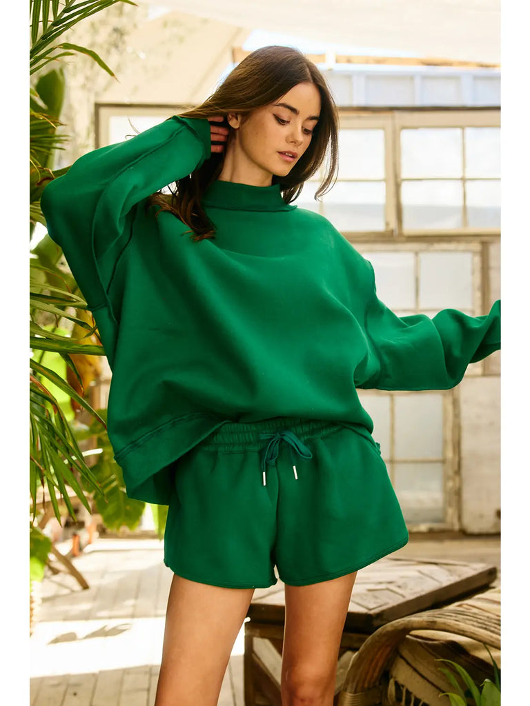 Solid Reversible Mock Neck Sweatshirt Top