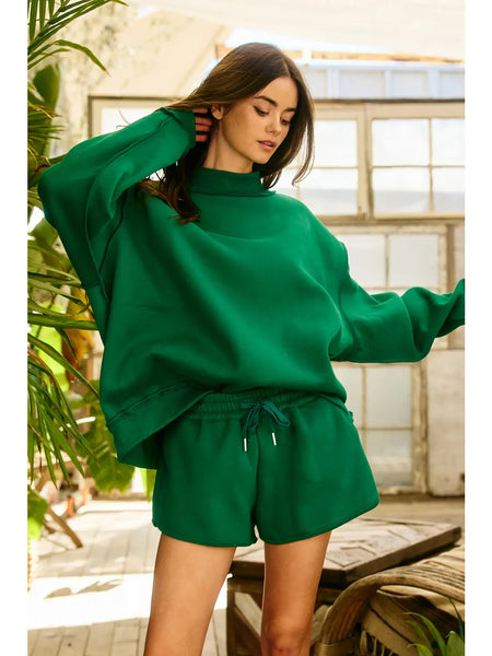 Solid Reversible Mock Neck Sweatshirt Top