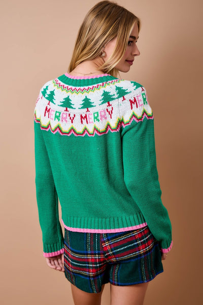 Fair Isle Knit Cardigan Merry Top