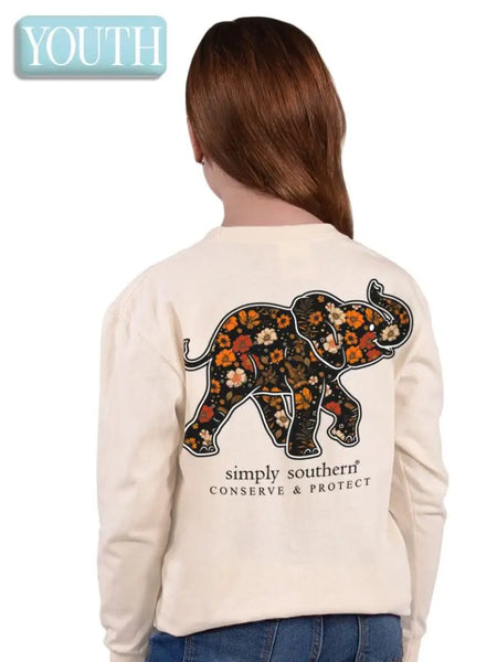 Kids Floral Elephant Long Sleeve Tee