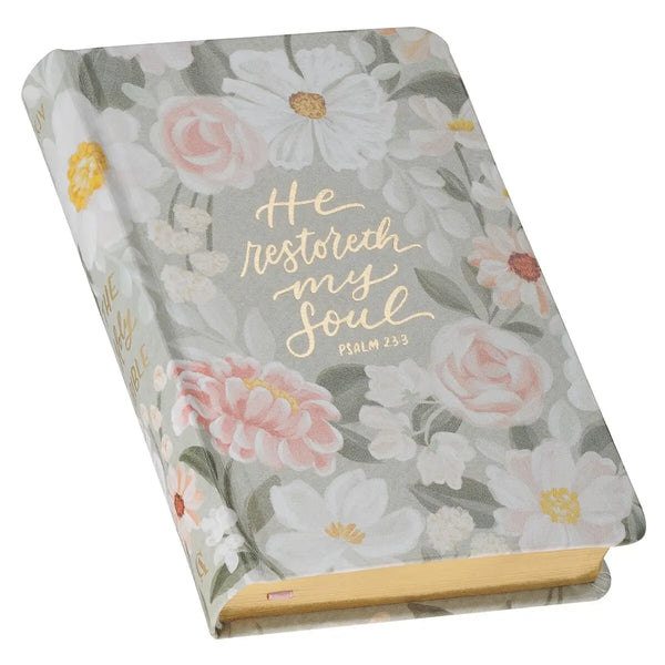 Kjv Bible Compact Hc Floral Printed Ps 23:3