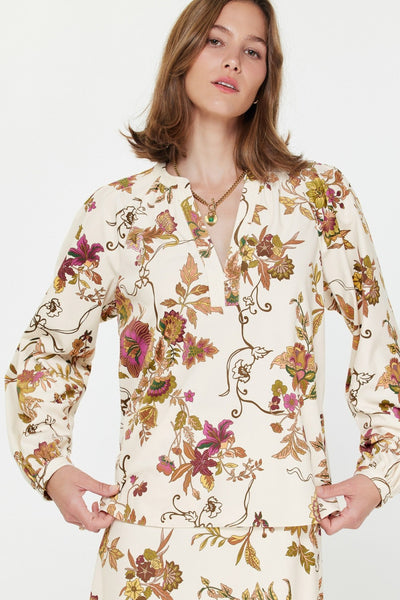 Floral Print Long Sleeve Blouse Top
