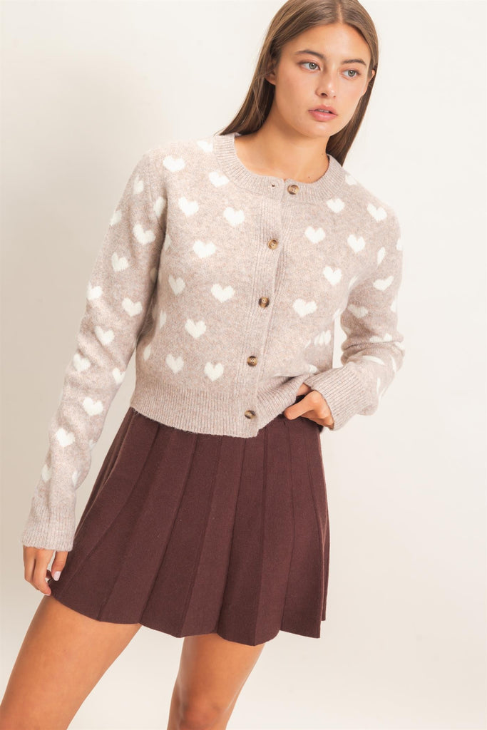 Heart Pattern Button Down Cardigan