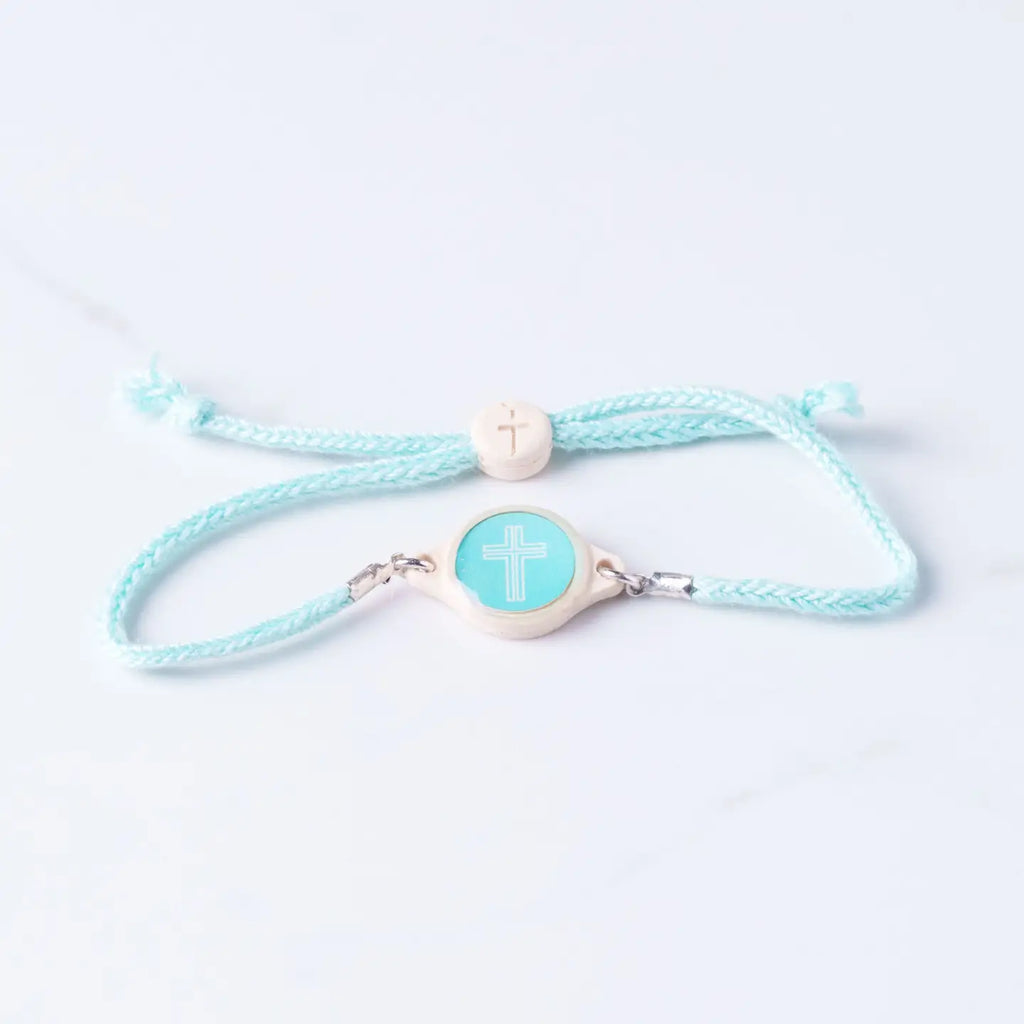 Tap To Pray Sea Foam Cross Handmade Bracelet