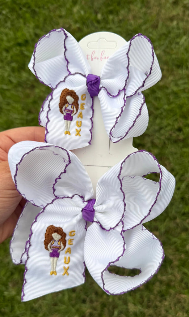 Geaux Game Day Girl Embroidered Bow