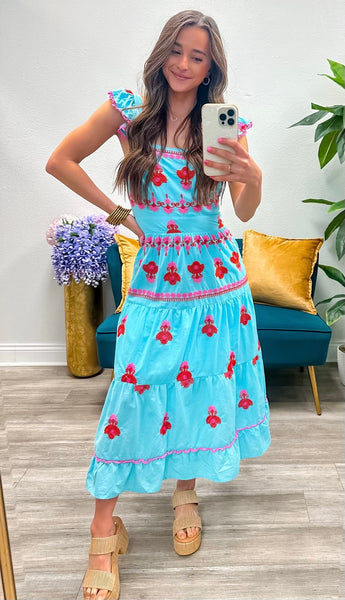 Embroidered Detail Cotton Maxi Dress
