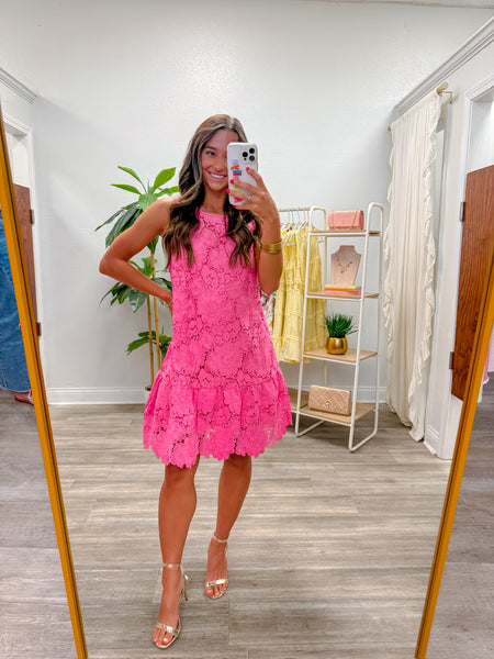 Floral Eyelet Bow-Back Mini Dress
