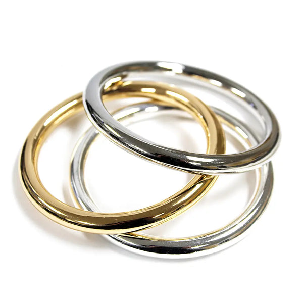Set of 3 Gold Bangle Bracelets Set