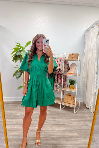 Pleated Waist Mini Fit & Flare Dress