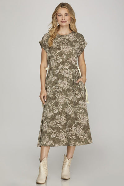Floral Drop Shoulder Midi Dress