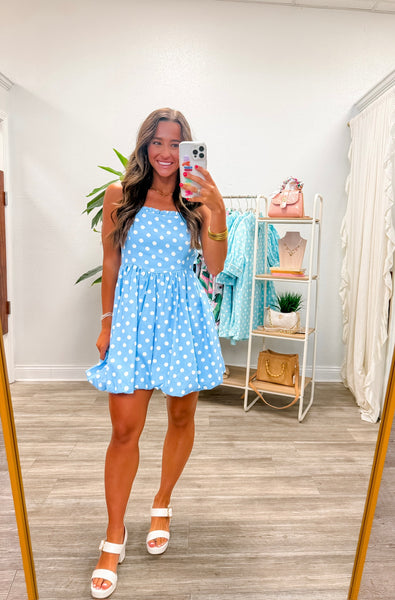 Sleeveless Polka Dot Mini Bubble Dress