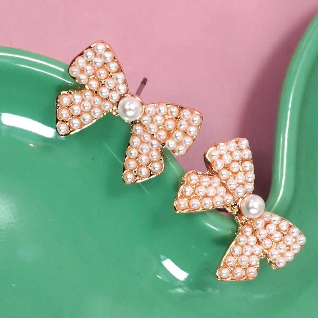 Classic Chic Pearl Bow Stud Earring