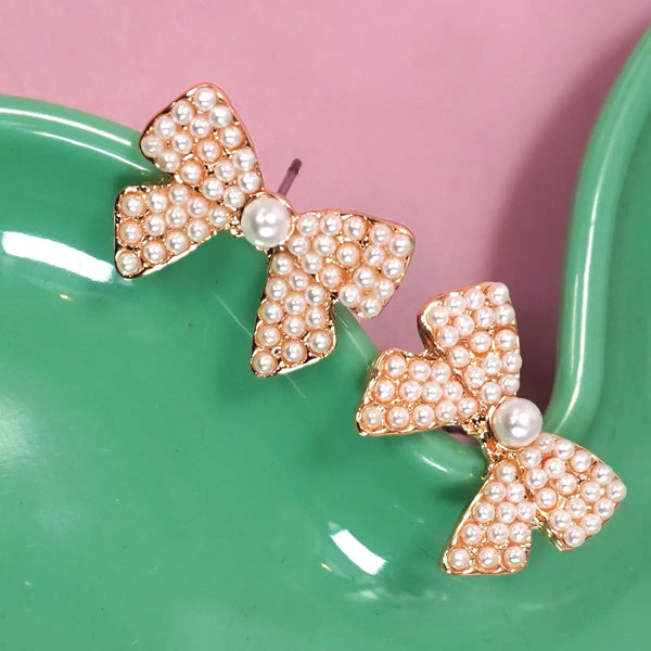 Classic Chic Pearl Bow Stud Earring