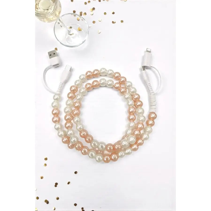 Updated Champagne Pearl Cord Phone Charger
