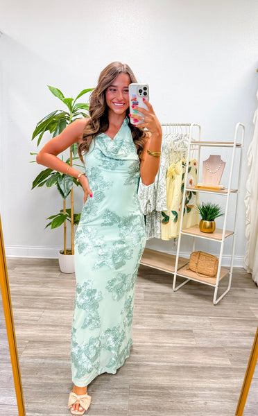 Floral Embroidered Applique Maxi Dress