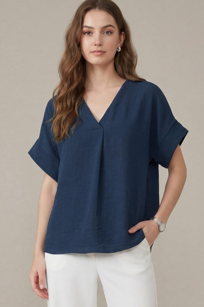Drop Short Sleeve Woven Top