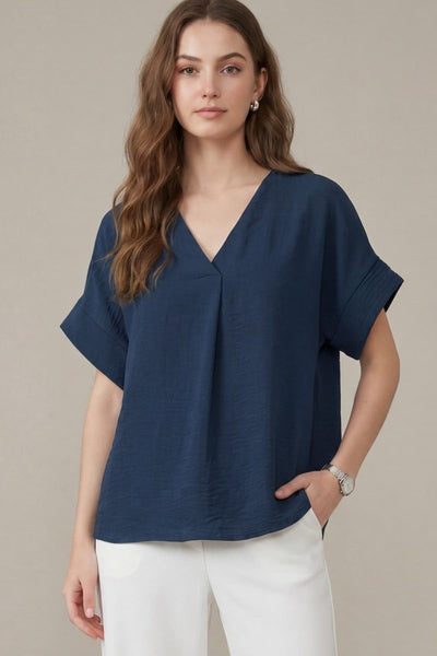 Drop Short Sleeve Woven Top
