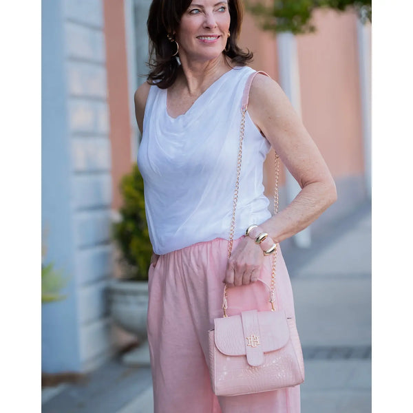 Tucker Handbag Blush Patent Ecru