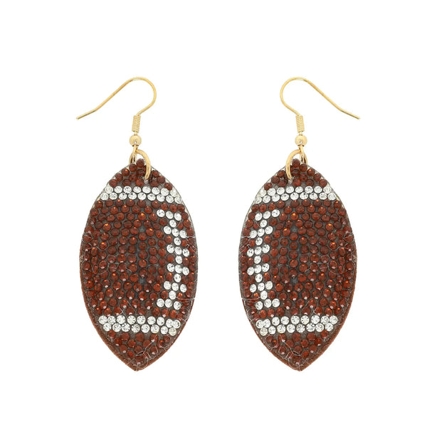 Game Day Rhinestone Suede Backed Drop Earrings