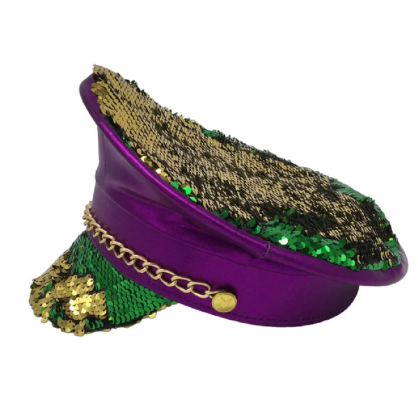 Purple Lame Hat w/ Green & Gold Sequins