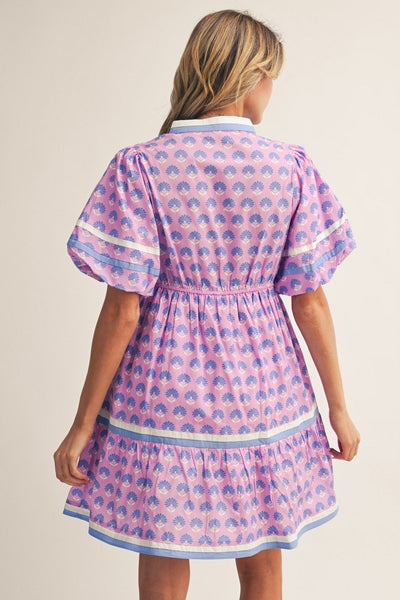 Boho Floral Puff Sleeve Tiered Dress