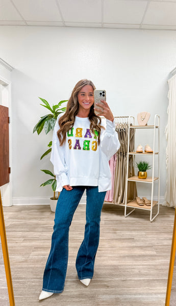 Sequin Mardi Gras Loose Fit Top