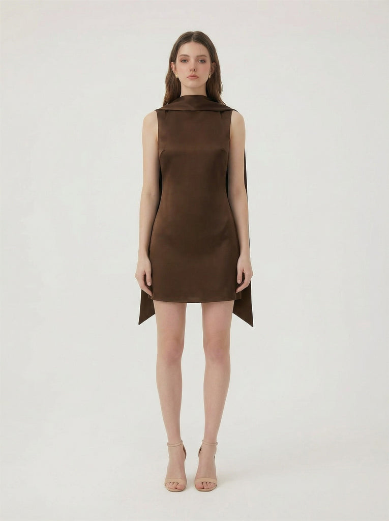 Scarf Draped Mini Dress