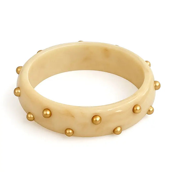 Acrylic Bangle Bracelet with Gold Studded Accents
